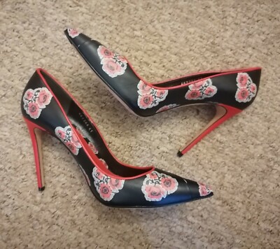 Alexander Mcqueen Floral Roses Handpainted Heels Courts 41 UK