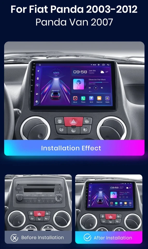 Autoradio 9" Android Fiat Panda 169 DAL 2003 AL 2012 CARPLAY WIRELLES 1GB+32GB - Immagine 3 di 4
