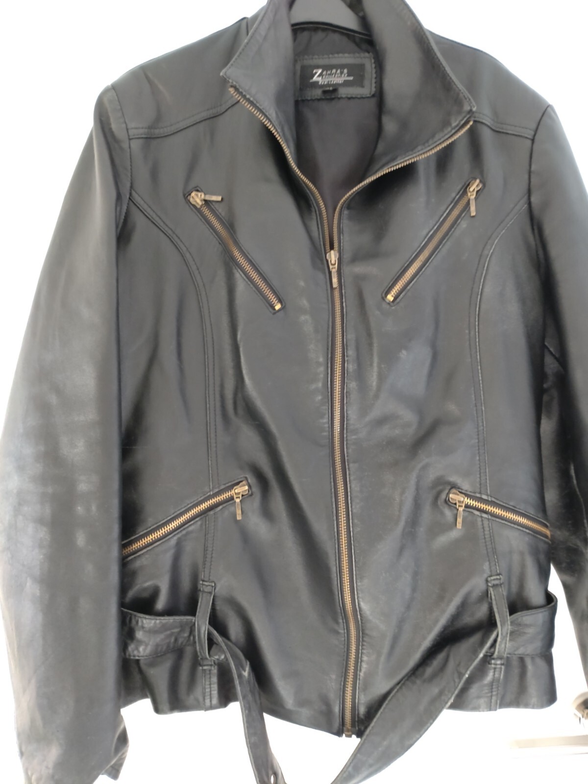 Ladies Black Leather Jacket Size 14/16 eBay