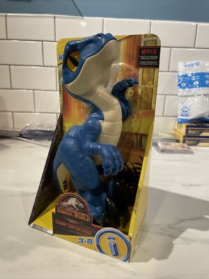 Imaginext XL Jurassic World Camp Cretaceous Blue Raptor Dinosaur Figure 9 inch