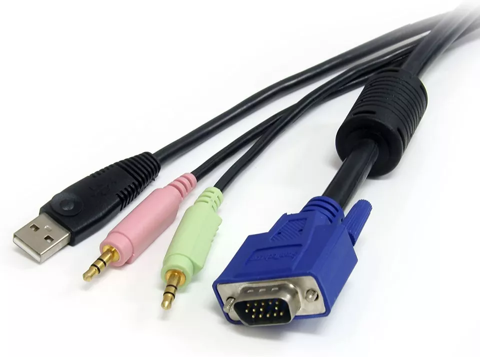 StarTech 6 ft 4-in-1 USB VGA KVM Switch Cable w/Audio & Microphone (USBVGA4N1A6) - Image 3 of 4
