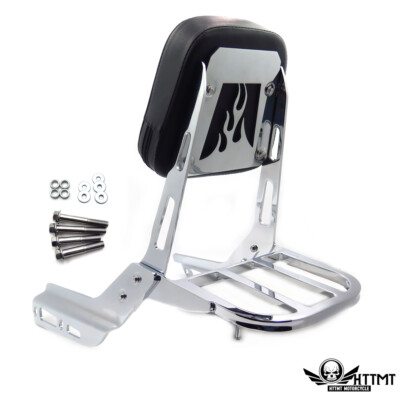 Flame Backrest Sissy Bar Pad Luggage Rack For Honda VTX 1300C 1800C 05-11 VTX 18