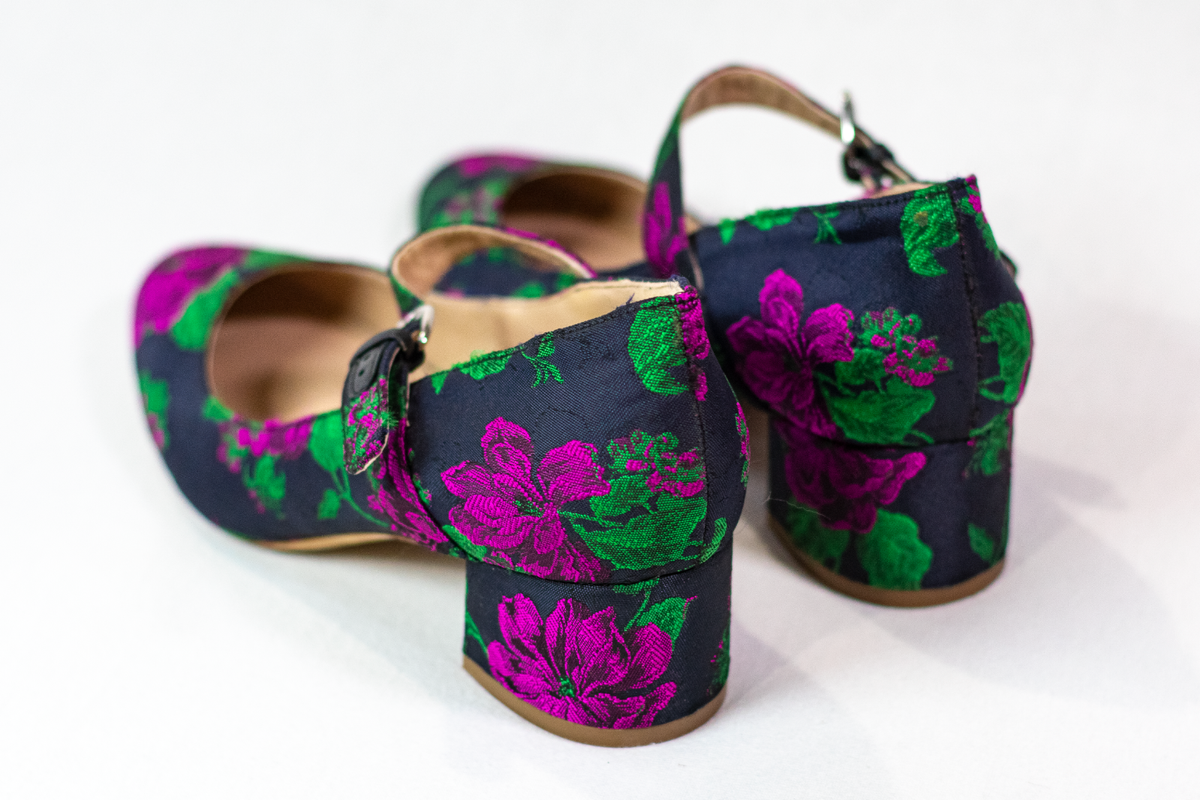 VIA SPIGA Alana Jacquard Purple Floral Pumps Shoes Women EUC