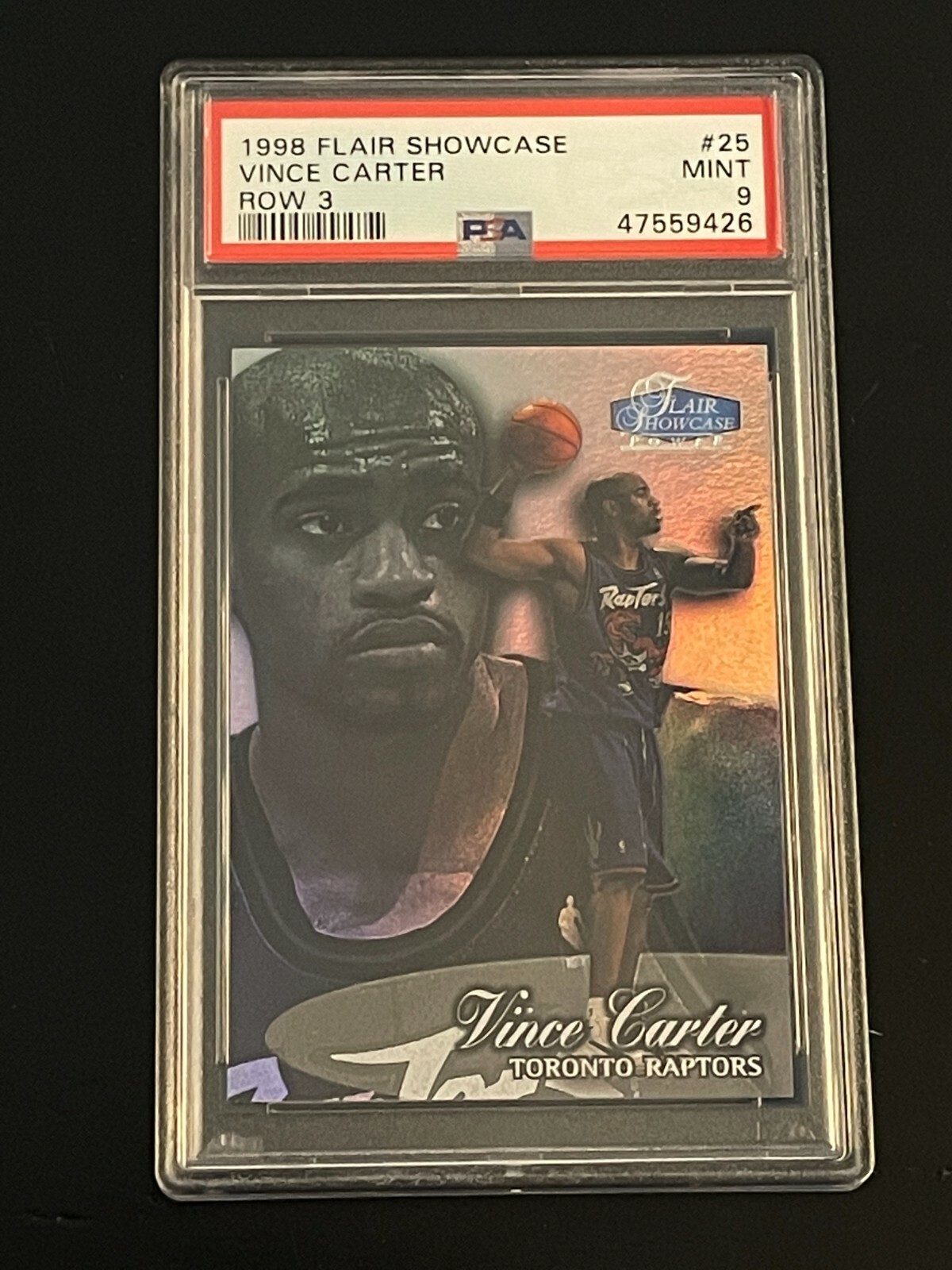 1998-99 Flair Showcase Vince Carter Row 3 Rookie Card #25 PSA 9 Toronto Raptors