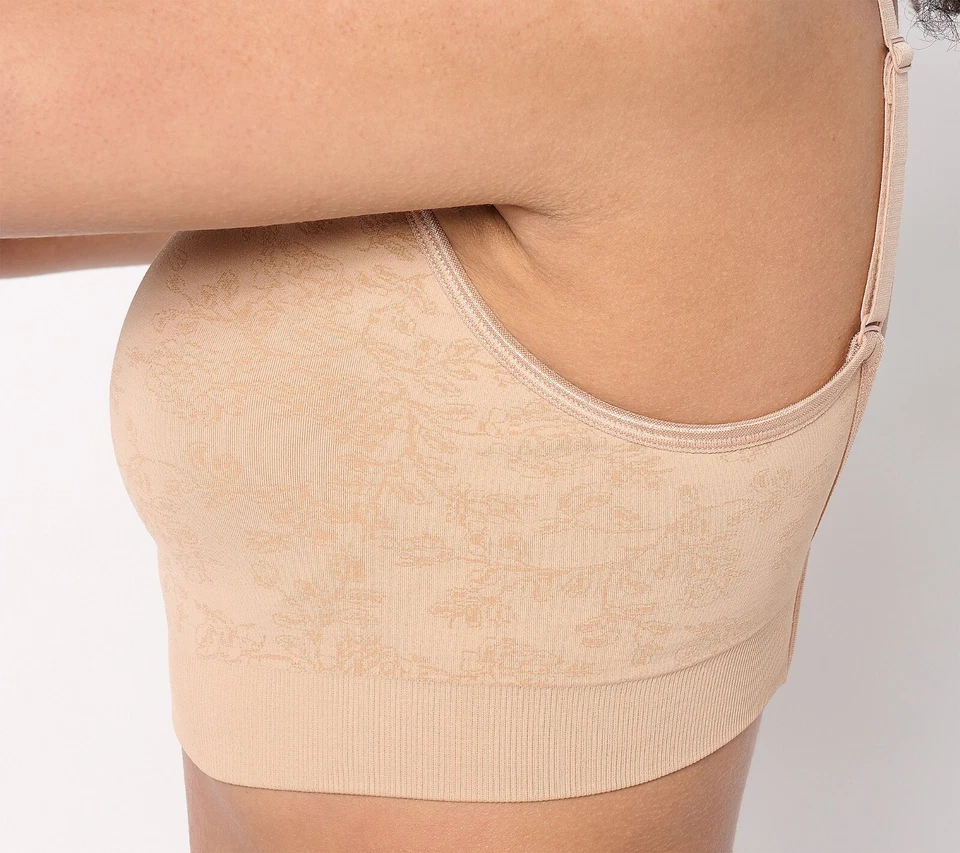 Breezies~Sujetador Camiseta Jacquard Floral Sin Alambres~38B~Biscott~A648378~Copas de Espuma 9725 Foto 3 de 4