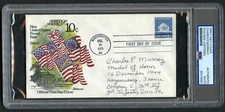 Charles Murray d2011 signed autograph FDC MOH Recipient US Army WWII PSA Slabbed