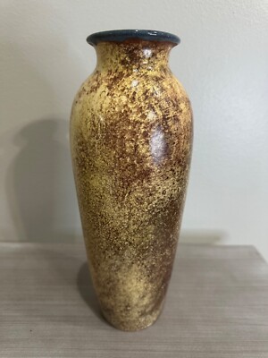 Signed Clay Vase Miles Roberts Art Pottery Brown/Tan