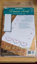 Dimensions Stamped Embroidery Dresser Scarf/Runner "Rose Hearts" 73421