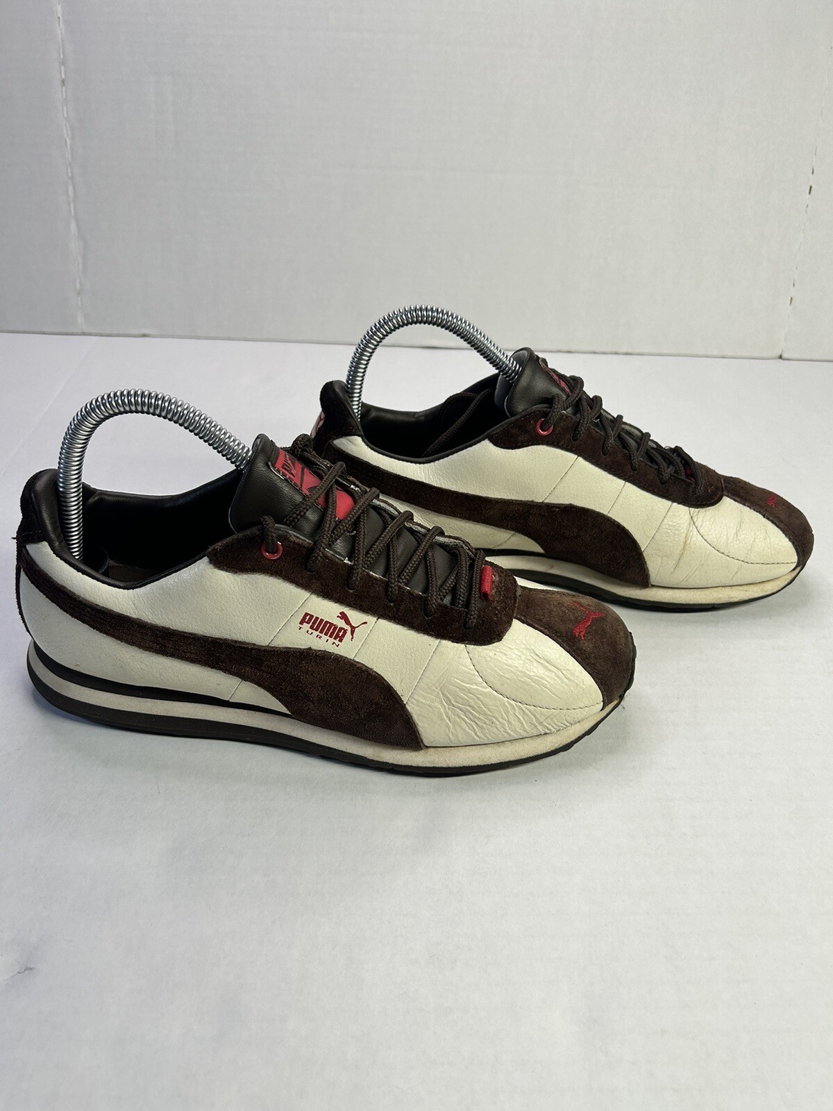 puma Tennis shoes women 7.5 Cream And Brown Leather Gem