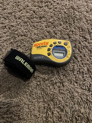 Sony Sports Walkman SRF-M78 Yellow Portable FM/AM Radio With Arm Band, TESTED