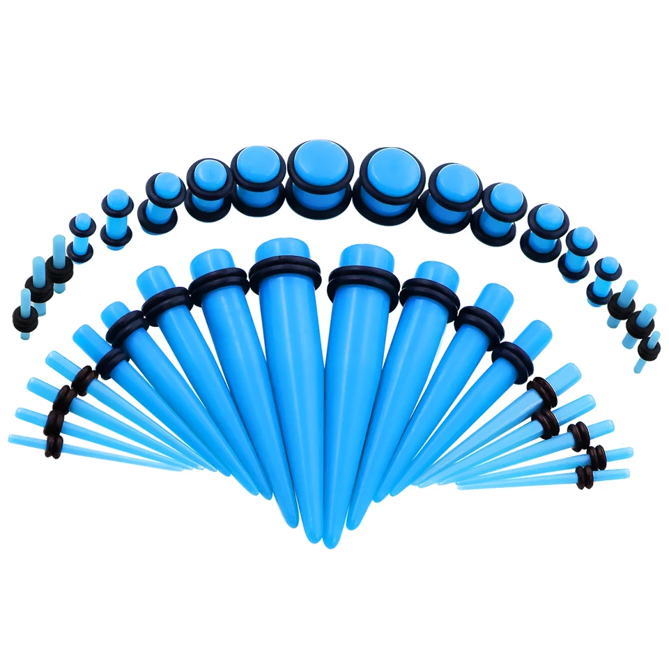 36-54Pcs Ear Stretching Kit Acrylic Taper Tunnel Plugs Gauges Piercing 14G-00G - Image 3 of 4