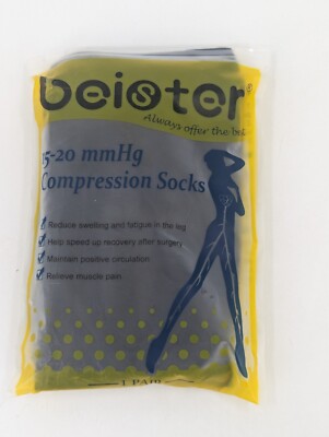 Beister 15-20 mmHg Size 3XL Black Compression Socks Stockings 1 Pair