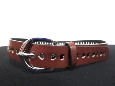Brown Leather Belt with Silver Heart Buckle 26 Silver Hearts Leather Belt Western - Etsy main image 3