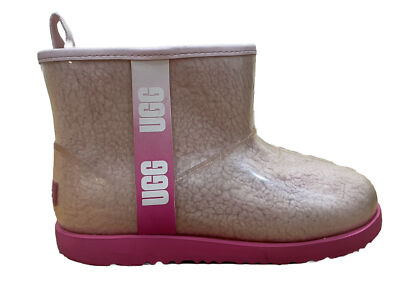 UGG Womens Classic Clear Mini Boots Waterproof Snow Shoes Pink Combo Sz US6