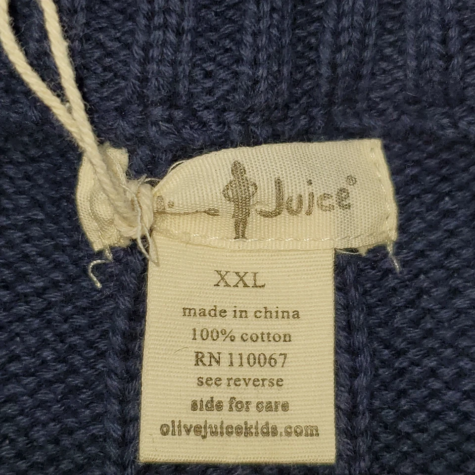 NUEVO CON ETIQUETAS ~ Jugo de Oliva ~ Niñas XXL ~ Algodón Azul Marino Tejido con Cable Suéter de 3 Botones Foto 3 de 4