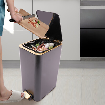 12L Step Trash Bin - Carbon Steel Kitchen & Bathroom Garbage Can