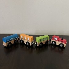 Hape Qubes Classic Wooden Magnetic Push Pull Along Train Set Engine Cars