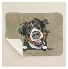 Bernese Mountain Dog Funny Peeking Puppy Dog Brown Sherpa Fleece Throw Blanket