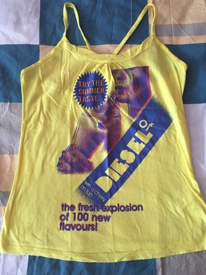 Diesel Top, Blues, T-Shirt, gelb mit Motiv, Gr 158/164 für Mädchen