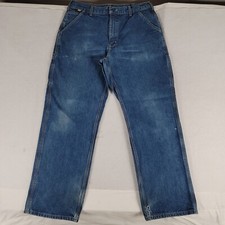 Carhartt Pants Jeans Mens 34x31 Blue Carpenter Workwear Cat2 FR Denim