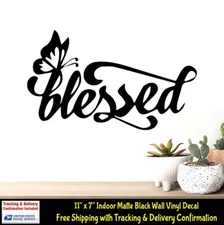 Blessed Butterfly Indoor Removable Black Vinyl Decal laptop notebook Wall Tablet