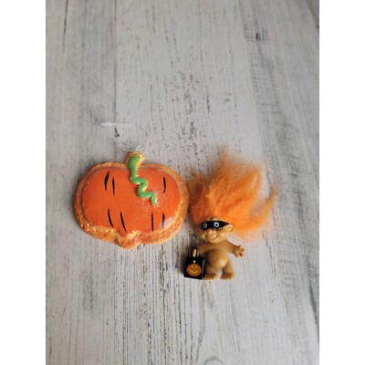 Hallmark pumpkin cookie troll trick or treater ornament Xmas set