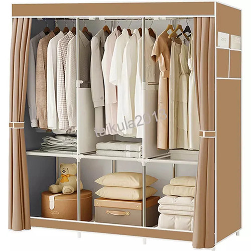 Wardrobe Bedroom Canvas Closet Clothes Wardrobe Dust Proof Floor-Standing - Picture 2 of 7