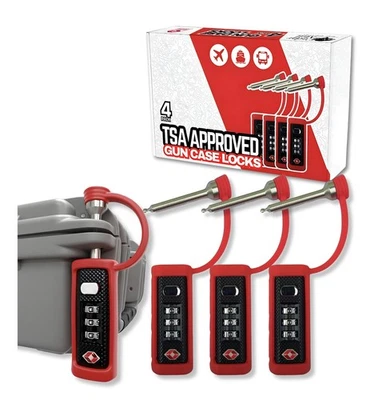 CEDAR MILL FINE FIREARMS TSA Approved Gun Case Locks 4-Pack, Monoshaft 3-Digit Combination Case Padlock