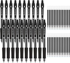 Shuttle Art Black Gel Pens, 48 Pack 20 Pens with 28 Refills Retractable Medium