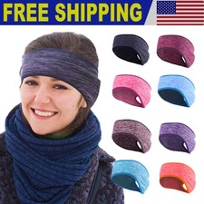 Winter Fleece Ear Warmers Headbands Women  s Ponytail Headband Ear for Sport Yoga