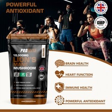 Lions Mane Mushroom Extract Capsules 10,000mg 240mg Polysaccharides Strong Vegan
