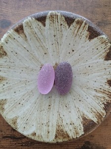 Beautiful rare color sea glass 2pcs, surf tumbled, weathered, beach glass, 46