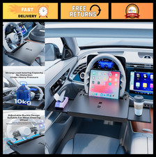 2-in-1 Extendable Steering Wheel Tray - Adjustable Car Desk for Laptop Food -