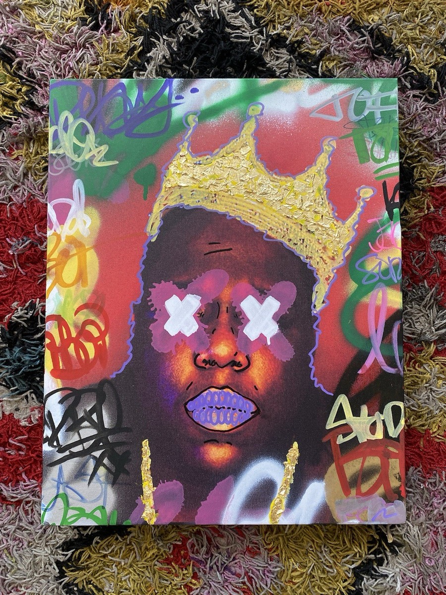 レア特大一点物notorious bigペイントアート Notorious Big Painting Biggie Smalls Art New York City Graffiiti