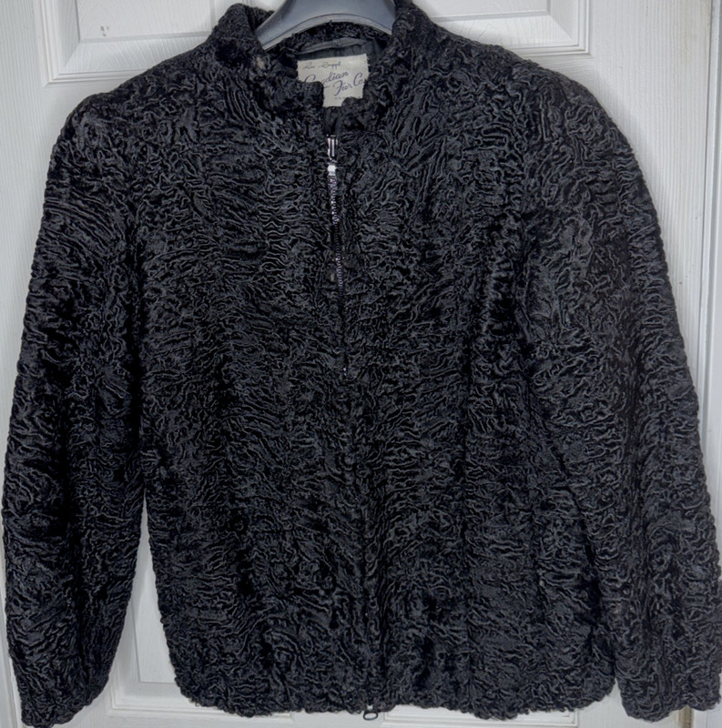 Vtg Sz Small Canadian Fur Co. Lee Suppe' Sz Black Persian Lamb Fur Jacket Coat