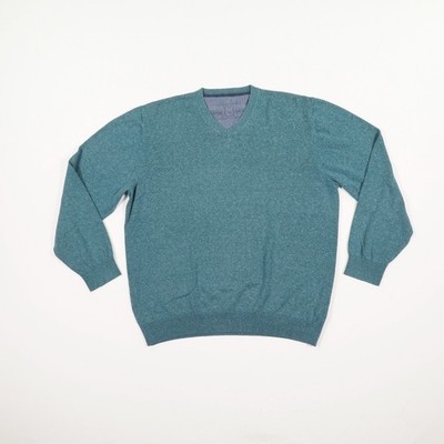 C. COMBERTI Herren Pullover Gr. L türkis Strickpullover Langarm V-Neck Baumwolle