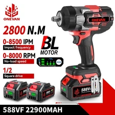 Cordless Impact Wrench 1/2" 2800Nm High Torque Brushless Drill W/ Li-ion Battery