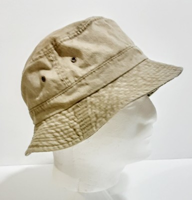 Dorfman Pacific Company DPC 100% Cotton Tan Khaki Brim Bucket Hat Lg New W Tags