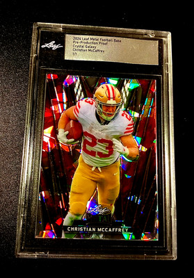 Christian McCaffrey 1/1 SP 2024 Leaf Metal Crystal Galaxy Refractor 1 of 1 Rare