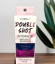 WEWELL Face Serum Double Shot Hydrate essence collagen Rose 1.69 oz NIB!