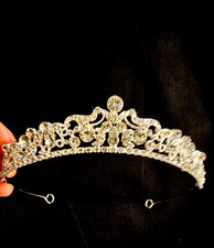 1 inch Tall Crystal Large Wedding Queen Princess Prom Tiara Crown For Women