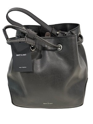 NWT Matt & Nat Vegan Leather Black Bucket Handbag Includes Dust Bag
