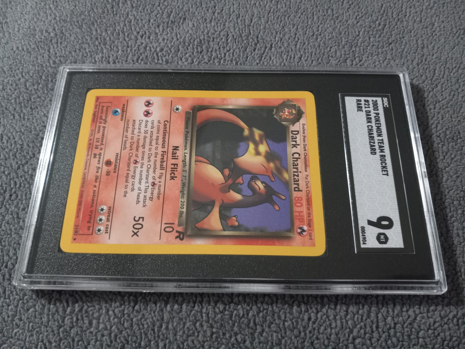 2000 Vintage Pokemon - Dark Charizard #21 Team Rocket 21/82 Rare - SGC 9 Mint view 17