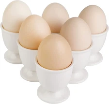 Ceramic Soft Hard Boiled Egg Cups Holder Set of 6 for Breakfast Brunch Soft