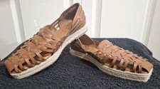 Sam & Libby Faux Leather Hurrachas Style Woven Sandals - 9½ - Tan Brown
