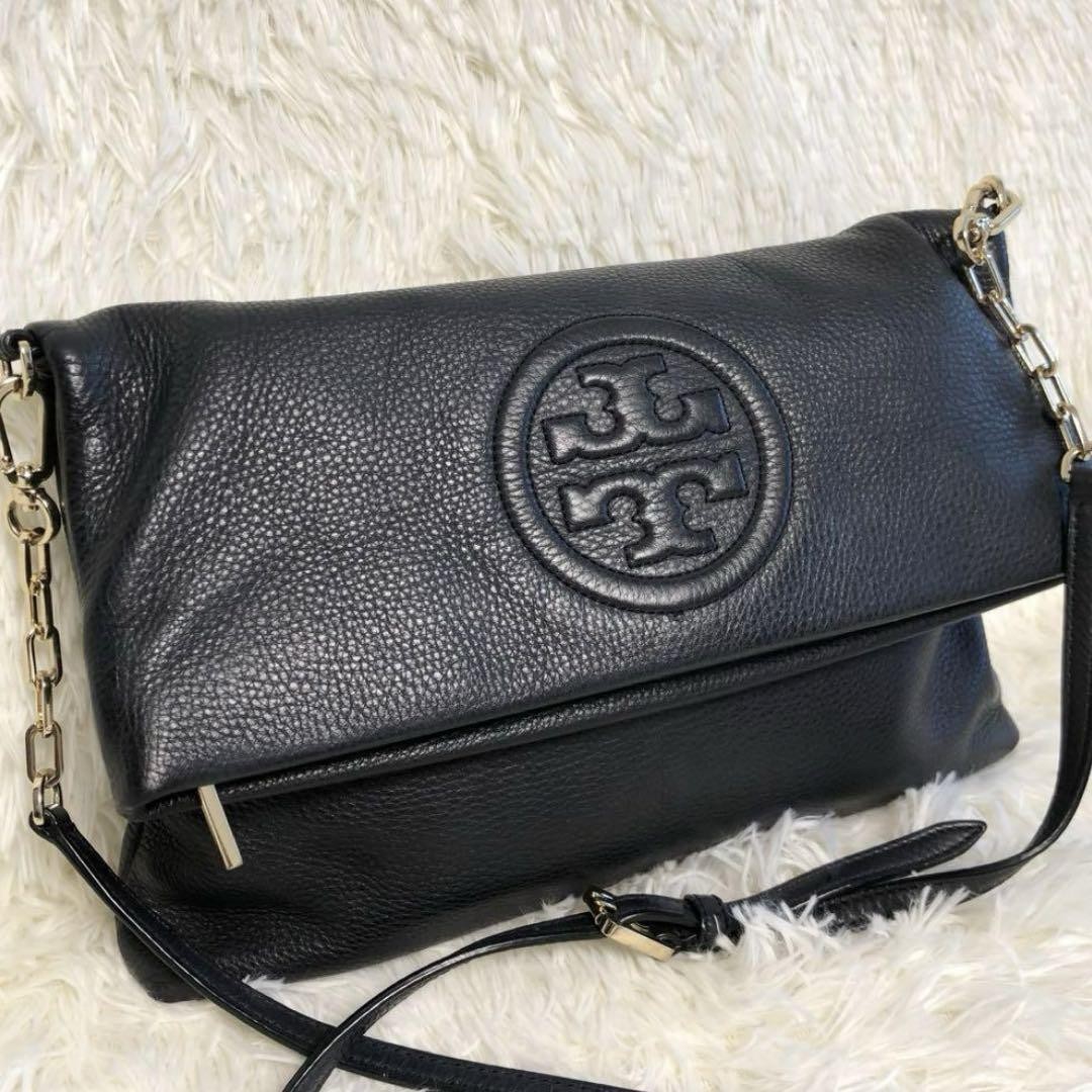 Good Condition] Tory Burch Shoulder Clutch Bag 2way Leather Black