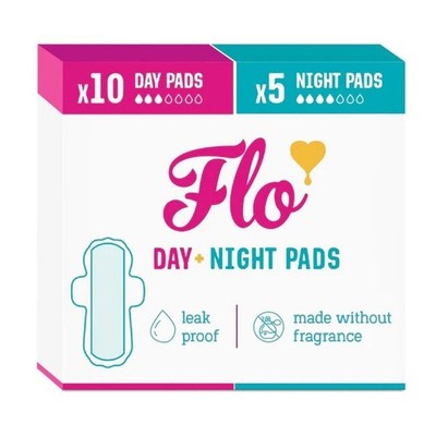 Here We Flo Natural Bamboo Pads Winged & Utra Thin 10 Day & 5 Night Pads