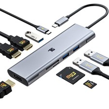 USB C Docking Station Dual Monitor, 9 in 1 USB-C Laptop Docking Station USB T...