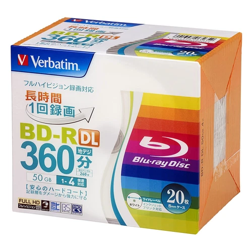 Verbatim 1 time Record Blue Ray Disc BD-R DL 50GB 20 pieces