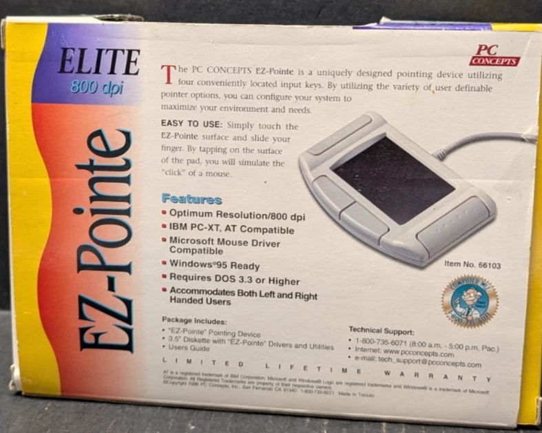 Vintage PC Concepts EZ-Pointe Touchpad Version 4.1 Elite 800dpi No.66103 New - Image 2 of 2
